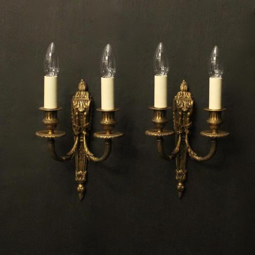 French Pair of Gilded Bronze Antique Wall Lights (1 of 10)