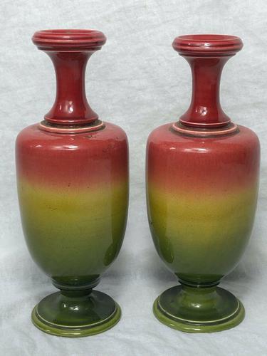 2 Fine Antique Victorian Art Nouveau Small Pottery Round Vases (1 of 8) 2 Fine Antique Victorian Art Nouveau Small Pottery Round Vases (1 of 8)
