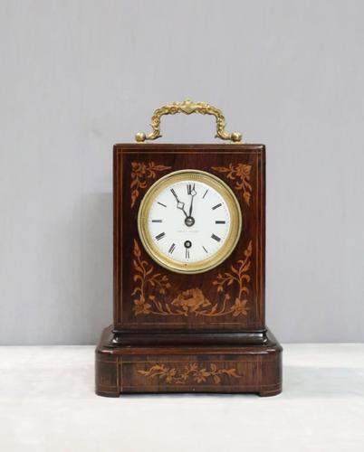 French Napoleon III Rosewood Campaign Mantel Clock by Stein (1 of 9)