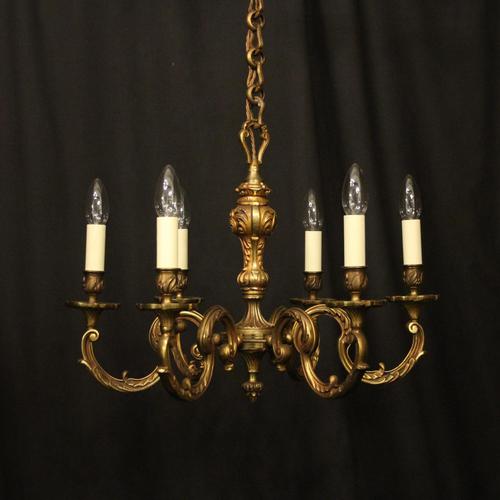 French Gilded Bronze 6 Light Antique Chandelier (1 of 10)