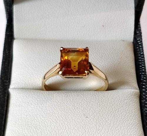 Vintage 9ct Gold Citrine Solitaire Ring Size Q (1 of 8)