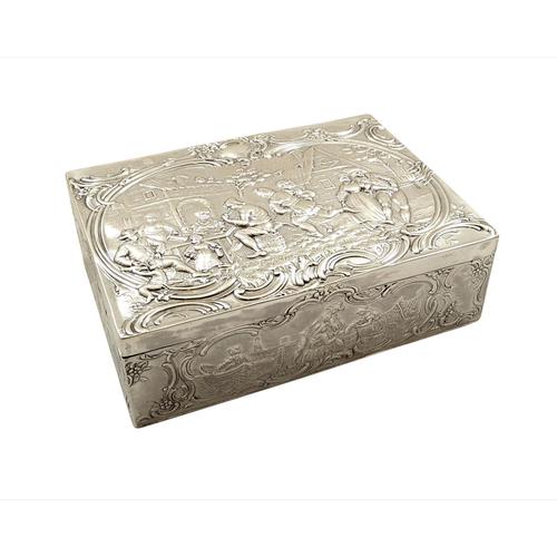 Antique Sterling Silver Trinket Box with Tavern & Fishing Scenes 1909 (1 of 11)