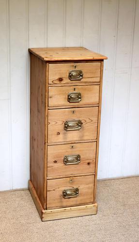 Tall Slim Pine Chest of Drawers (1 of 10)