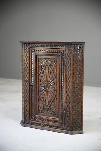 Antique Carved Oak Corner Cabinet (1 of 12)