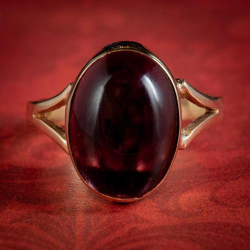 Antique Victorian 6ct Cabochon Garnet Ring 9ct Gold Circa 1900 (1 of 7)