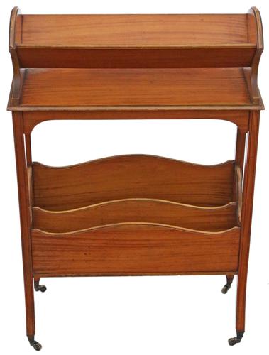 Victorian 19th Century Satin Walnut Bookcase / Book Trough (1 of 6)