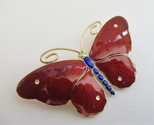 Marius Hammer Silver Gilt & Enamel Butterfly Brooch c.1920 (1 of 10)