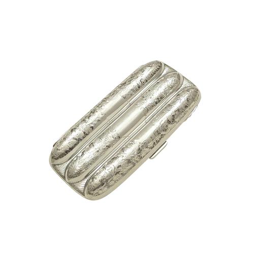 Antique Edwardian Sterling Silver 3 Tube Cigar Case 1906 (1 of 7) Antique Edwardian Sterling Silver 3 Tube Cigar Case 1906 (1 of 7)