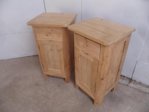 Rounded Edged Pair of Antique Pine Victorian Bedside Cabinets to wax / paint (1 of 7)