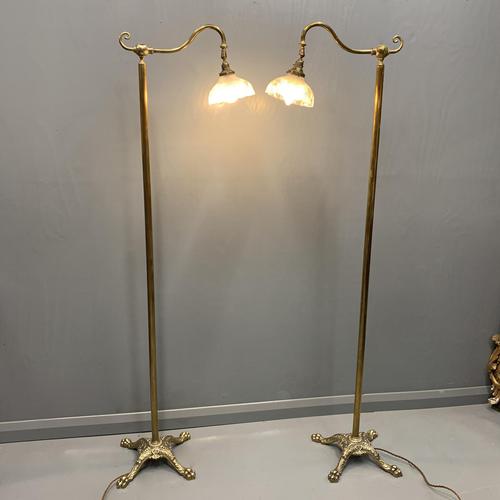 Pair of Adjustable Brass Standard Lamps (1 of 7) Pair of Adjustable Brass Standard Lamps (1 of 7)