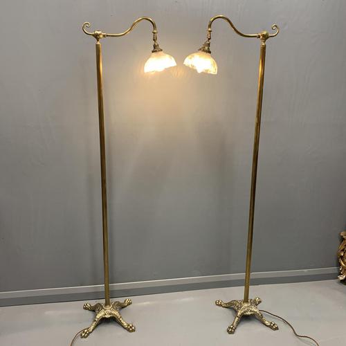 Pair of Adjustable Brass Standard Lamps (1 of 7)