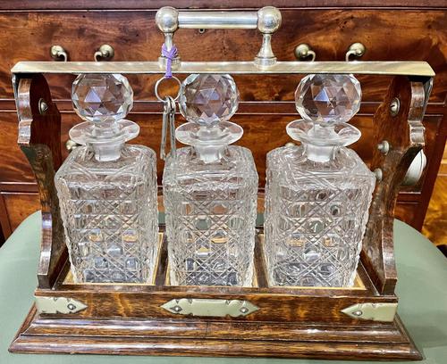 Polished Dark Honey-Oak Cased Three-Bottle Tantalus (1 of 5) Polished Dark Honey-Oak Cased Three-Bottle Tantalus (1 of 5)