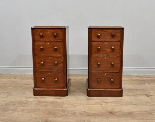 Pair of Victorian mahogany bedside chests of drawers (1 of 4)