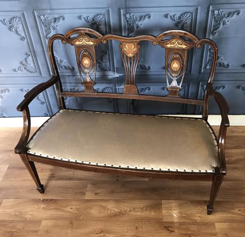 Inlaid Mahogany Edwardian Salon Sofa (1 of 14)