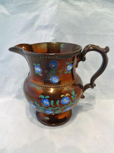 Charming 19th Century Copper Lustre Floral Jug (1 of 7) Charming 19th Century Copper Lustre Floral Jug (1 of 7)