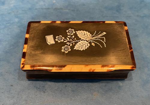 Victorian Horn & Tortoiseshell Snuff Box with Silver Inlay (1 of 16)