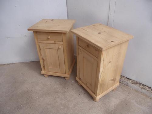 Lovely Pair of Plain Small Antique Pine Bedside Cabinets to wax / paint (1 of 7)