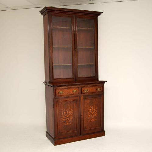 Antique Victorian Inlaid Mahogany 2 Section Bookcase (1 of 11)