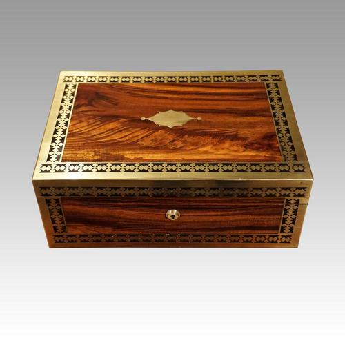 Antique Rosewood Cut Brass Box (1 of 7)