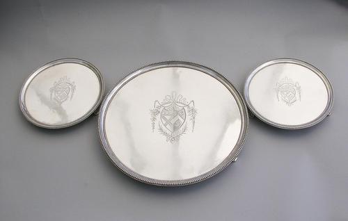 Suite of George III Silver Bead Edge Salvers by John Crouch I & Thomas Hannam, London, 1781 (1 of 14) Suite of George III Silver Bead Edge Salvers by John Crouch I & Thomas Hannam, London, 1781 (1 of 14)