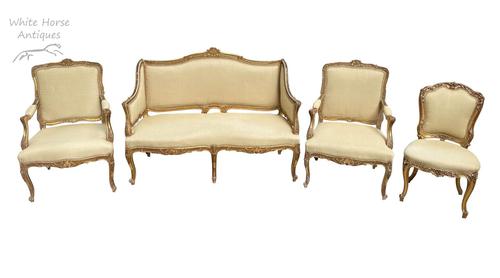 Exceptional Antique French 19th Century Gold Gilt Upholstered Salon Suite (1 of 9)