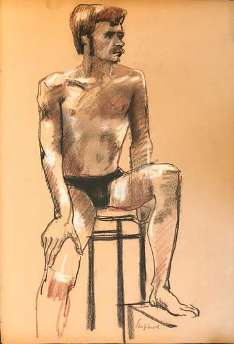 Original Chalk Drawing 'A 70's Man.' by Toby Horne Shepherd - Signed Bottom Right c.1970 (1 of 1) Original Chalk Drawing 'A 70's Man.' by Toby Horne Shepherd - Signed Bottom Right c.1970 (1 of 1)