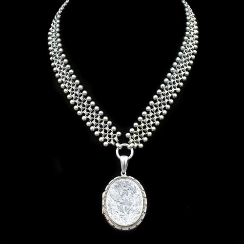 Antique Victorian Aesthetic Large Sterling Silver Locket and Collar Necklace (1 of 11) Antique Victorian Aesthetic Large Sterling Silver Locket and Collar Necklace (1 of 11)