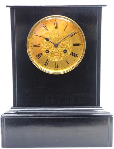 Antique French 8-day Ebonised Mantel Clock – Brass Dial Striking Mantle Clock (1 of 10) Antique French 8-day Ebonised Mantel Clock – Brass Dial Striking Mantle Clock (1 of 10)