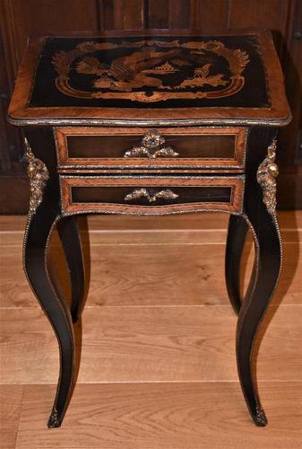 Striking 19th Century French Ebonised & Marquetry Side Table c.1880 (1 of 18) Striking 19th Century French Ebonised & Marquetry Side Table c.1880 (1 of 18)