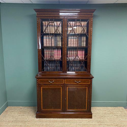 Exceptional Inlaid Victorian Antique Glazed Bookcase by Edwards and Roberts (1 of 10) Exceptional Inlaid Victorian Antique Glazed Bookcase by Edwards and Roberts (1 of 10)