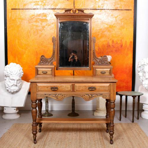 Dressing Table Burr Walnut Mirrored 19th Century (1 of 9)