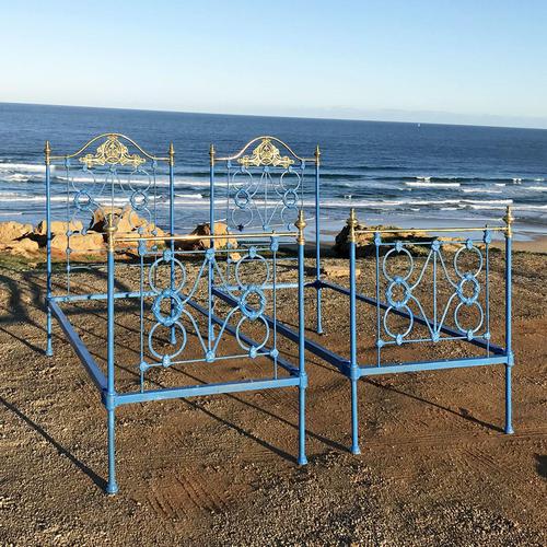 Matching Pair of Twin Antique Brass & Iron Beds (1 of 6) Matching Pair of Twin Antique Brass & Iron Beds (1 of 6)