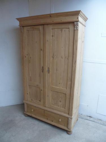 Antique Pine 2 Door Knockdown Wardrobe / Linen / Storage Cupboard to wax / paint (1 of 10)