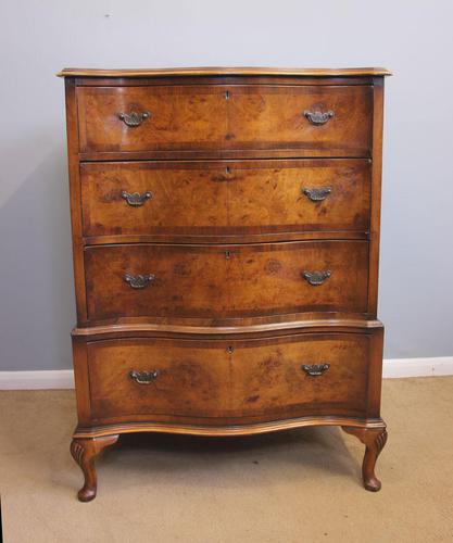 Antique Burr Walnut Serpentine Chest Drawers (1 of 10)