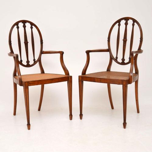Pair of Antique Satinwood Cane Seated Armchairs (1 of 12) Pair of Antique Satinwood Cane Seated Armchairs (1 of 12)
