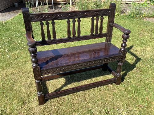 Victorian Oak Hall Twin Bench (1 of 5)