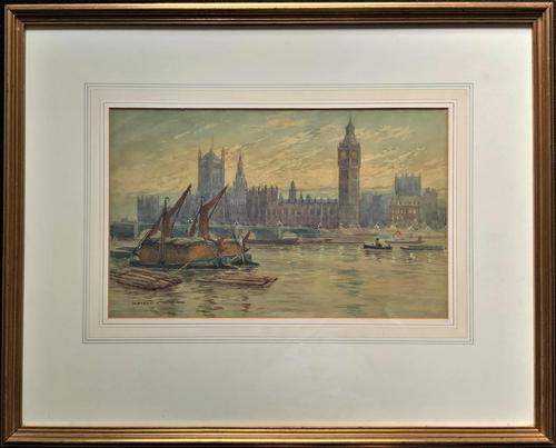 William Henry Harford - Houses of Parliament Riverscape Painting 19th Century (1 of 10) William Henry Harford - Houses of Parliament Riverscape Painting 19th Century (1 of 10)