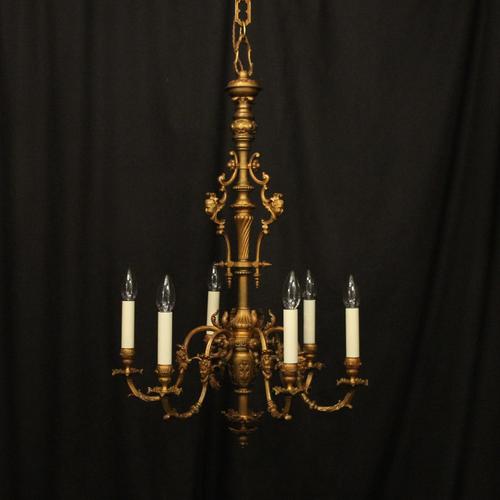 French Gilded Bronze 6 Light Antique Chandelier (1 of 10)