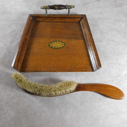 Edwardian Oak Crumb Tray & Brush (1 of 6)