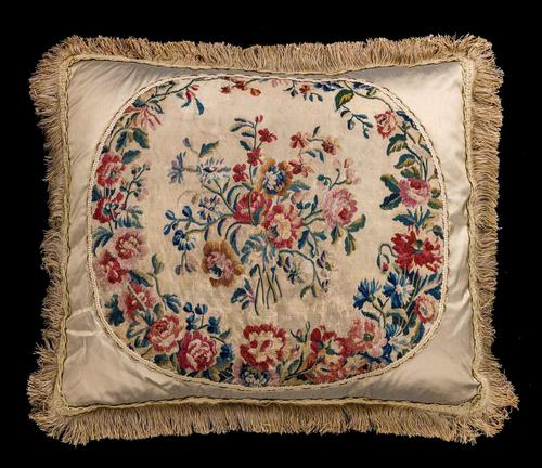 Cushion: 18th Century, Wool. Vibrant Flowers (1 of 4) Cushion: 18th Century, Wool. Vibrant Flowers (1 of 4)