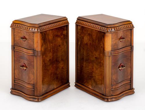 Pair of Walnut Art Deco Bedside Cabinets (1 of 9)