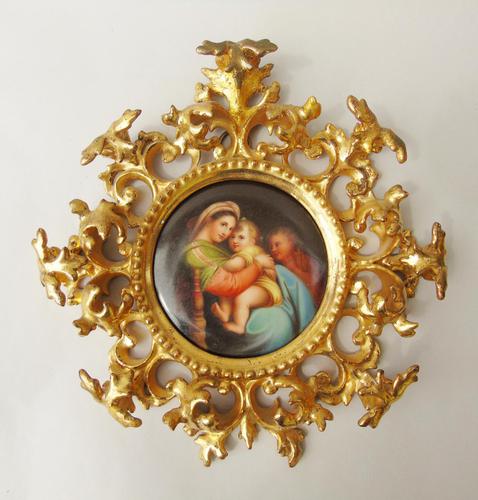 Outstanding 19th Century Florentine Porcelain Plaque Madonna (1 of 8)