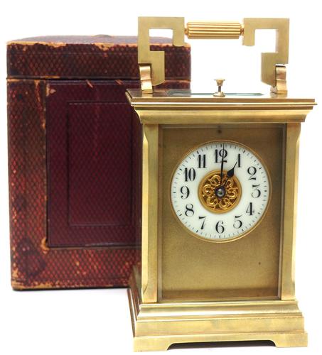 Superb Large Antique French 8-day Striking Carriage Repeat Feature Clock c.1880 (1 of 13)