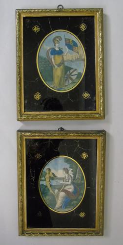 Pair of Georgian Engravings England and Ireland Verre Eglomise (1 of 5)