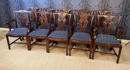 Set of Ten Mahogany Hepplewhite Style Dining Chairs (1 of 14)