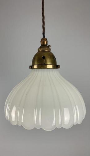 Moonstone Pendant Ceiling Light; Original Shade & Gallery; Rewired (1 of 7)