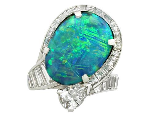 5.08ct Opal & 2.49ct Diamond, Platinum Dress Ring c.1950 (1 of 9) 5.08ct Opal & 2.49ct Diamond, Platinum Dress Ring c.1950 (1 of 9)