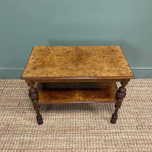 Small Figured Walnut Victorian Antique Coffee Table (1 of 5)