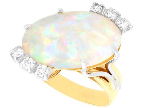 5.81ct Opal & 0.30ct Diamond, 9ct Yellow Gold Dress Ring - Vintage c.1960 (1 of 9) 5.81ct Opal & 0.30ct Diamond, 9ct Yellow Gold Dress Ring - Vintage c.1960 (1 of 9)