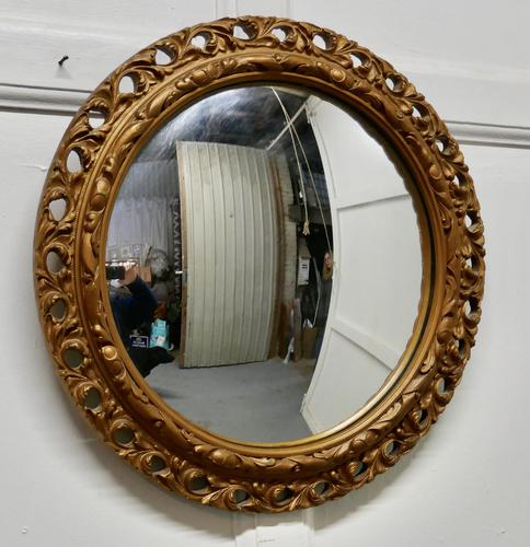 Carved Convex Gilt Wall Mirror (1 of 4) Carved Convex Gilt Wall Mirror (1 of 4)